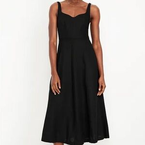 Old Navy Fit & Flare Sleeveless Linen-Blend Midi Dress